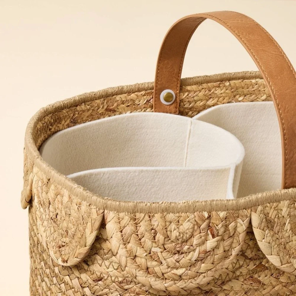 Natural Woven Scalloped Baby Diaper Caddy & Basket - Hearth & Hand with Magnolia